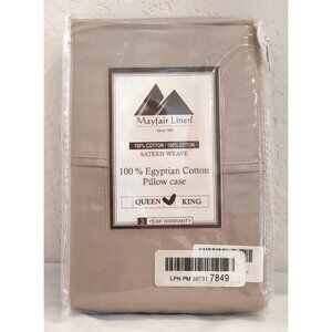 Mayfair Linen 100% Egyptian Cotton King Pillowcases -Tan NWOT
